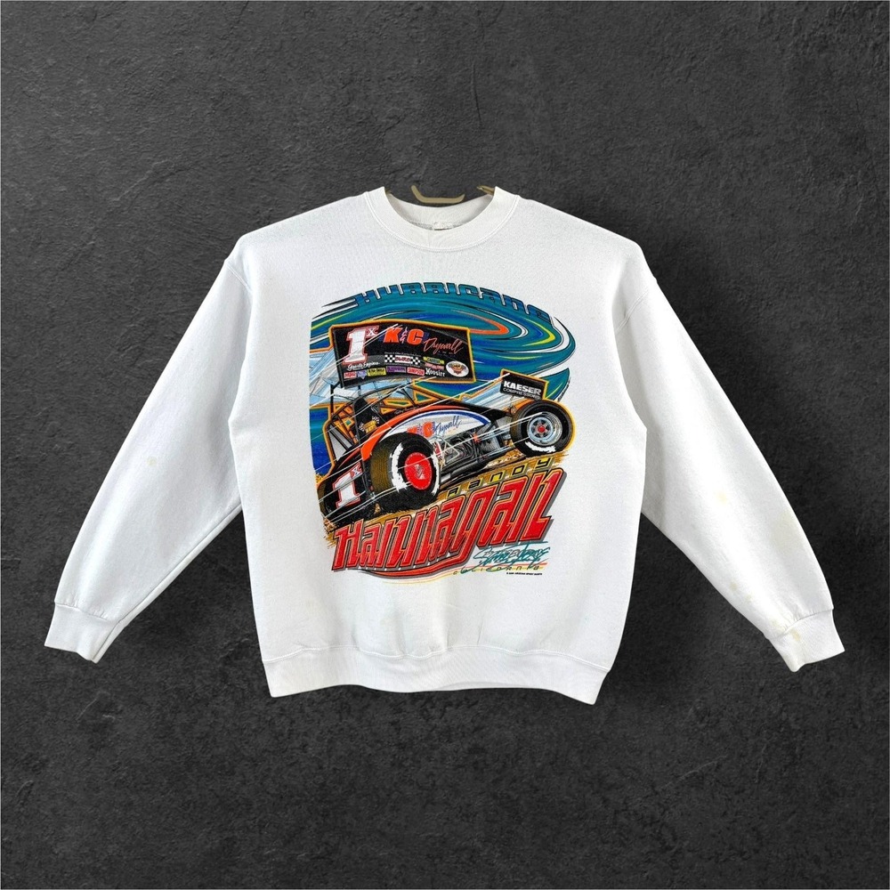 Vintage Fruit‎ Of The Loom Sweatshirt Mens XL Randy Hannagan Racing Sprint USA